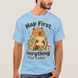 Slaap Eerst Schattige Capybara Kawaii T-shirt