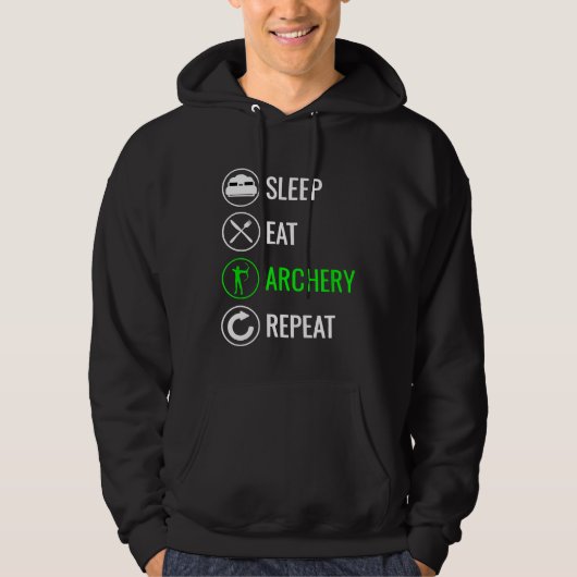 Slaap Eet Boogschieten Herhaal Hoodie (Voorkant)