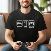 Slaap-eet- en spelgrappige gamer t-shirt
