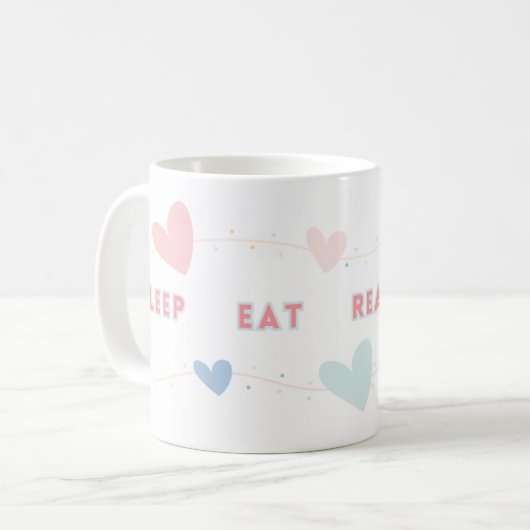 Slaap Eet Lees Herhaal Mok (Voorkant links)