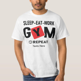 Slaap Eet Werk Gym Herhaal typografie ontwerp T-shirt