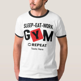 Slaap Eet Werk Gym Herhaal typografie ontwerp T-shirt