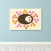 Slaap Egeltje en Bloemen Canvas Print (Insitu (Houten vloer))