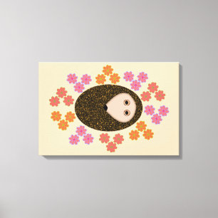 Slaap Egeltje en Bloemen Canvas Print