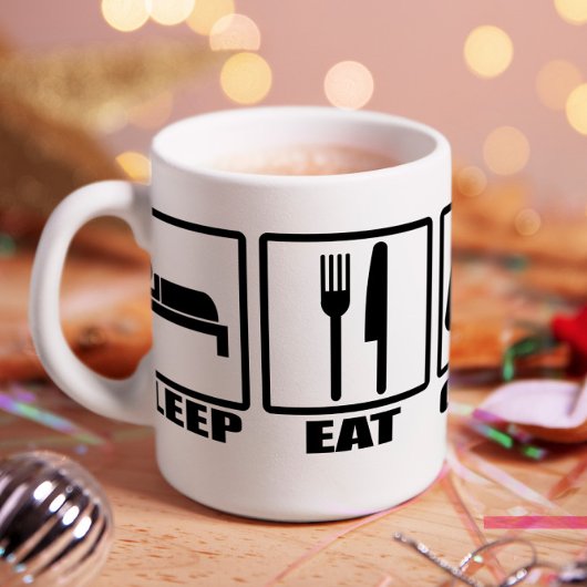 Slaap eten en spelen Funny Geek Novelty Koffiemok