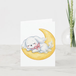 Slaap Geest Puppy Roze Strik Halve Maan Kaart