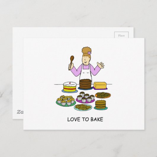 Slaap graag Cartoon Dame met koekjes Briefkaart (Voorkant / Achterkant)