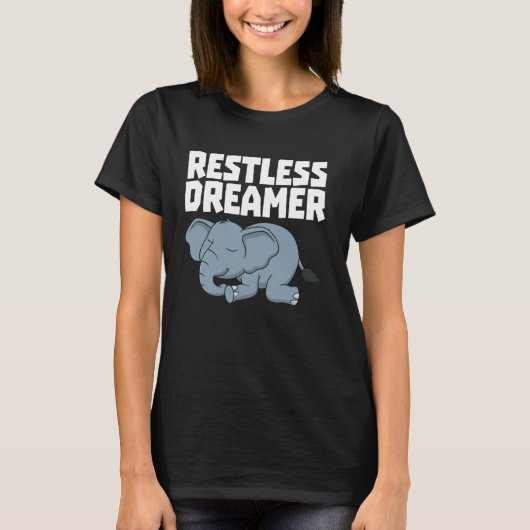 Slaap grappig dutten rusteloze dromer olifant t-shirt (Voorkant)