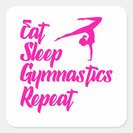 slaap gymnastiek eten herhalen vierkante sticker (Voorkant)