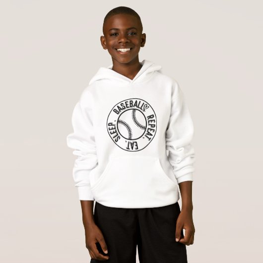 slaap-honkbalsport herhalen Hoodie (Voorkant volledig)