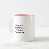 Slaap is een symptoom van cafeïnedeprivatie tweekleurige koffiemok (Voorkant links)