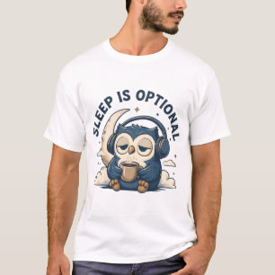 Slaap Is Optioneel Knuffel Uil Koffieliefhebber T-shirt
