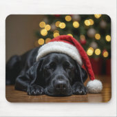Slaap Kerst Zwarte Labrador Retriever Muismat (Voorkant)