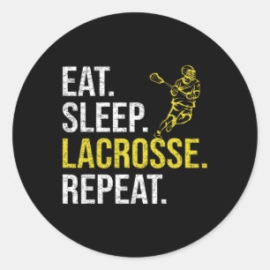 Slaap Lacrosse Herhaal Sport Team Gifts Mannen Vad Ronde Sticker
