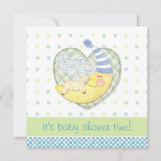 Slaap Lam en Man in de Maan Baby shower ann. Kaart (Voorkant)