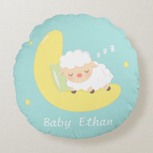 Slaap Lekker Baby Lammetje Kinderen Slaapkamer Dec Rond Kussen (Voorkant)