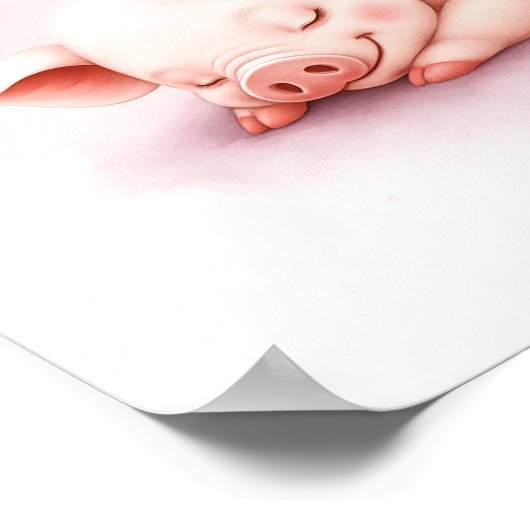 Slaap lekker slapend biggetje kinderkamer muurdeco poster (Hoek)