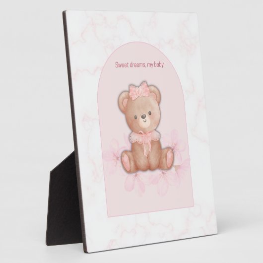 Slaap Lekker Teddybeer Print | Baby Meisje Slaapka Fotoplaat (Zijkant)
