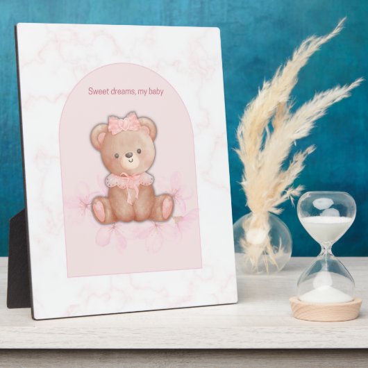 Slaap Lekker Teddybeer Print | Baby Meisje Slaapka Fotoplaat (Zijkant)