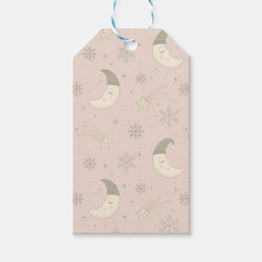 Slaap Maan Blush Kerstcadeautags Cadeaulabel (Voorkant)