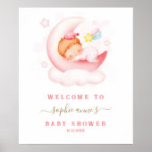 Slaap meisje boven de maan Baby Shower Welkomstbor Poster (Voorkant)