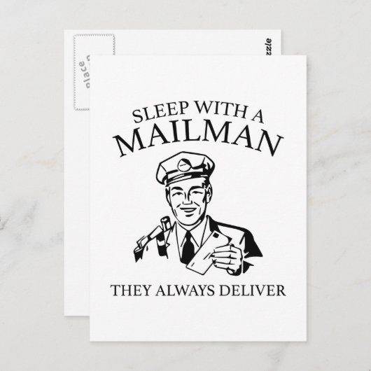Slaap met een postbode. Ze leveren altijd. Briefkaart (Voorkant / Achterkant)