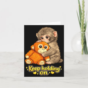 Slaap mops met knuffelbeer blijft vasthouden kaart