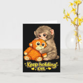 Slaap mops met knuffelbeer blijft vasthouden kaart (Gele Bloem)