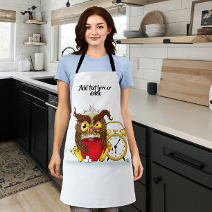 Slaap-Mopshagedis Lieve Grappige Uil Koffie Illust Schort
