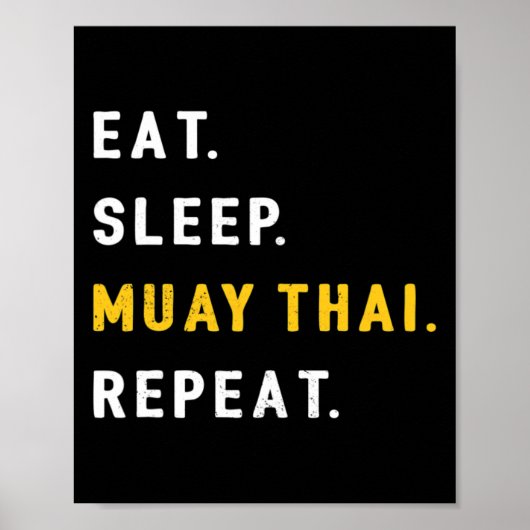 Slaap Muay Thai Grappig Mma Kickboksen Eten Poster (Voorkant)