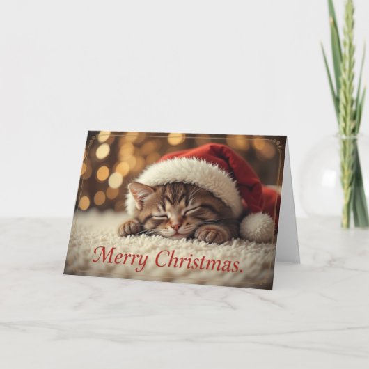 Slaap Muts Sinterklaas Kat Knus Kerstmis Kaart (Voorkant)