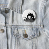 Slaap Nu, Panik Later Herkenbare Chibi Meisje Illu Ronde Button 5,7 Cm (In situ)