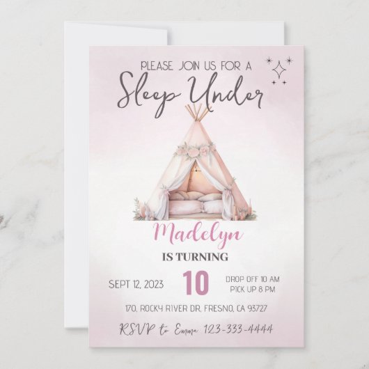 Slaap onder Boho-tent Slaapfeestje Laat Verlopen Kaart (Voorkant)