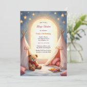 Slaap onder de gezellige pyjama partij voor meisje kaart (Staand voorkant)