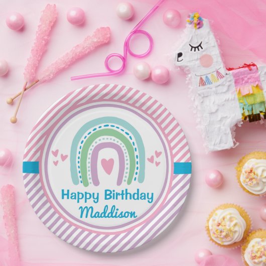 Slaap onder de helft slaap over de regenboog papieren bordje (Feest)