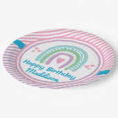 Slaap onder de helft slaap over de regenboog papieren bordje (Gekanteld)