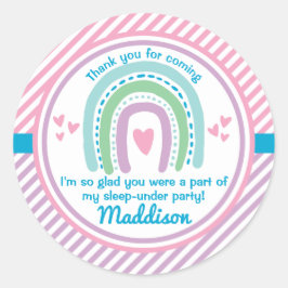 Slaap onder de helft slaap over de regenboog ronde sticker