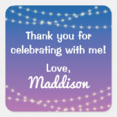 Slaap onder de helft slaap over String Lights Part Vierkante Sticker (Voorkant)