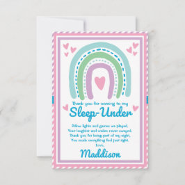 Slaap onder half slaapfeest over regenboog bedankkaart