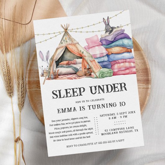 Slaap onder Leuk Boho Sleepover Verjaardagsfeest Kaart