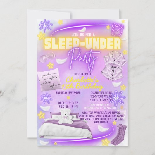 Slaap Onder Neon Glow Tween Meisjes Verjaardagsfee Kaart (Voorkant)