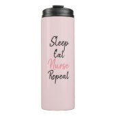 Slaap op Verpleegster Herhaal Trendy Pink Thermosbeker (Voorkant)