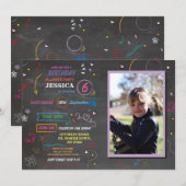 Slaap over Slumber Birthday Party Sketch Foto Kaart (Voorkant / Achterkant)