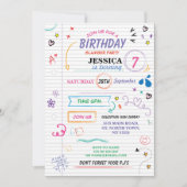 Slaap over Slumber Birthday Party Sketch Invite Kaart (Voorkant)