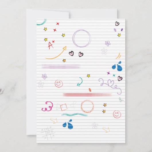 Slaap over Slumber Birthday Party Sketch Invite Kaart (Achterkant)