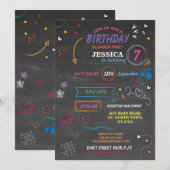 Slaap over Slumber Birthday Party Sketch Invite Kaart (Voorkant / Achterkant)