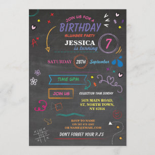 Slaap over Slumber Birthday Party Sketch Invite Kaart