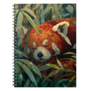 Slaap rode panda weelderige bamboe kunst notitieboek