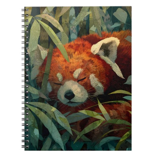 Slaap rode panda weelderige bamboe kunst notitieboek (Voorkant)