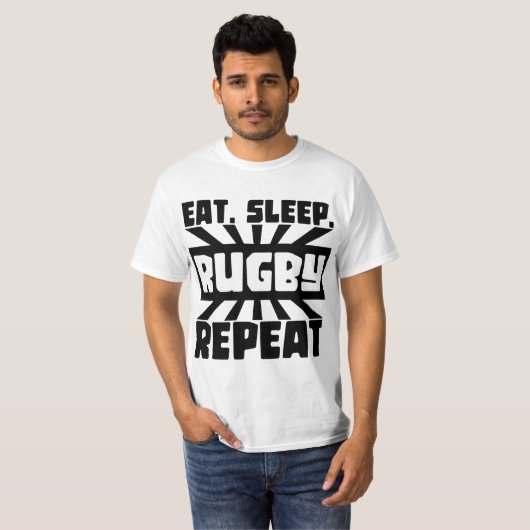 slaap rugby herhalen t-shirt (Voorkant volledig)